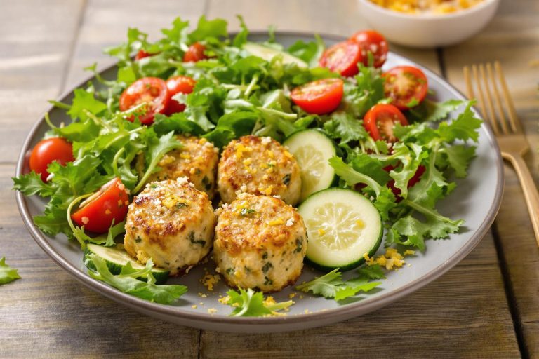 La recette des boulettes de courgette, thon et ricotta à servir avec une salade verte.jpg